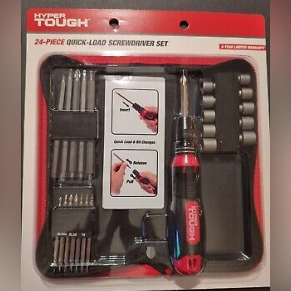 🌀 New Hyper Tough Hyper Tough 24-piece Quick-load Screwdriver Set